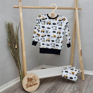 Basic Sweater mit Bündchen Baufahrzeuge