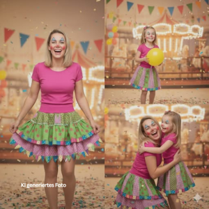 Karnevalsrock für Mädchen ab ca. 4-6 Jahren, Hauptfarben: pink/grün, Kinderkostüm, Clownsrock, Köln