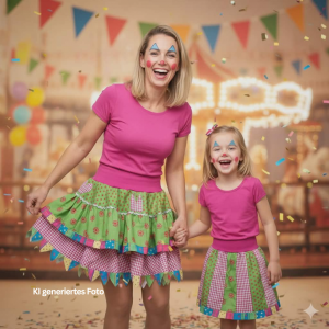 Karnevalsrock 2 lagig, Gr. 34/36/38/40/42 Hauptfarben: pink/grün, Damenkostüm, Clownsrock, Köln