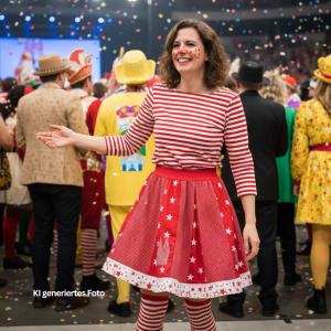 Karnevalsrock Köln rot/weiß, Damenkostüm, Clownsrock