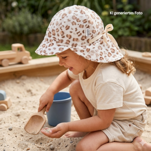 Mitwachsender Musselin Sonnenhut im Leodesign, Hauptstoff & Bindeband 100% Baumwolle