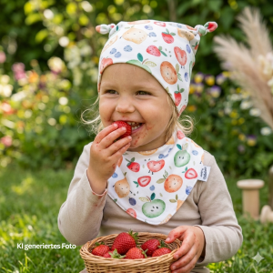 Halstuch mit Druckknopf für Babys, 0-6 Monate, Obst Jersey, 95% Baumwolle (Bio), 5 % Elasthan
